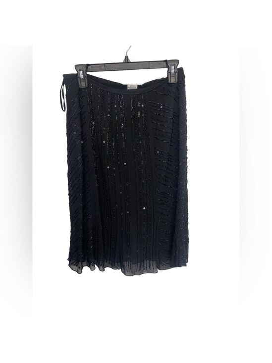 zelda Dresses & Skirts - Zelda 100% Silk Beaded Sequin Midi Skirt Black Size 4